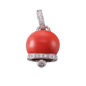 Chantecler 18k Gold Diamond Coral Charm Pendant