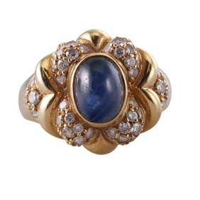 Chantecler 18k Gold Diamond Sapphire Cabochon Ring