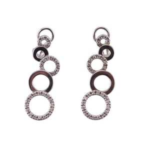 14k Gold Diamond Circle Drop Earrings