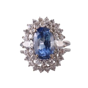 14k Gold Diamond Sapphire Cocktail Ring