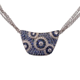 Cellini 18k Gold Sapphire Diamond Slide Pendant Necklace