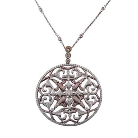 18k Gold Fancy Diamond Pendant Station Necklace