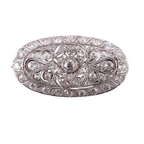 Art Deco Platinum Diamond Brooch Pendant