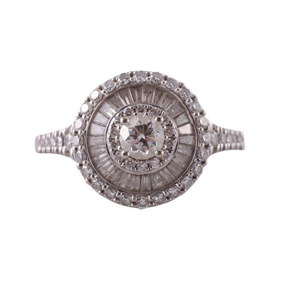 18k Gold Diamond Ring: METAL: 18k Gold. GEMSTONES: Mixed cut diamonds approx. 1.00ctw. MEASUREMENTS: Ring size 7, top is 13.3mm. MARKED: 18k ARY BBJ. WEIGHT: 6.2 grams.Gemstones have not been graded for color and clarity, a