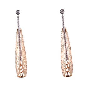 18k Two Tone Gold Diamond Drop Earrings