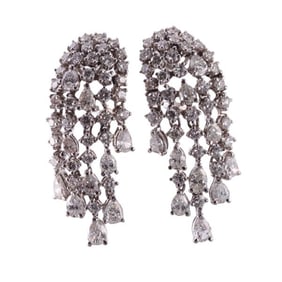 14k Gold Diamond Tassel Drop Earrings