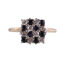 18k Two Tone Gold Diamond Sapphire Ring