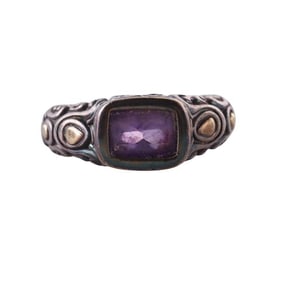 Silver Gold Amethyst Ring
