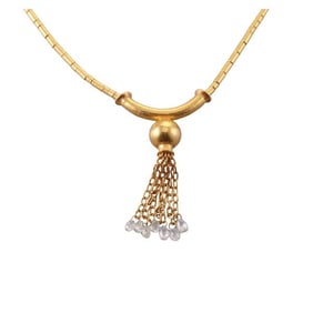 Gurhan 24k Yellow Gold Briolette Diamond Tassel Drop Pendant Necklace