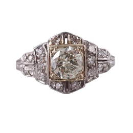 Art Deco Platinum Gold Diamond Ring