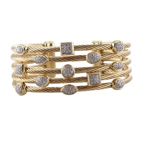 David Yurman Confetti 18k Gold Diamond Cuff Bracelet