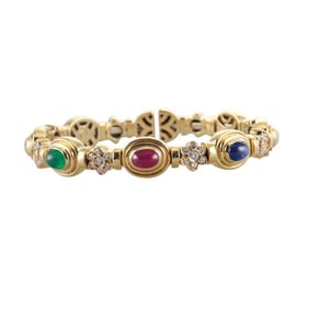 Chantecler 18k Gold Multi Gemstone Diamond Bangle Bracelet