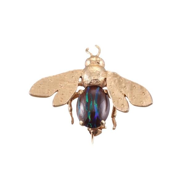 18k Gold Boulder Opal Bee Insect Brooch Pin