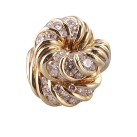 Jose Hess 18k Yellow Gold Diamond  Swirl Ring