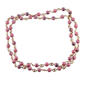 18k Gold Rhodochrosite Long Necklace