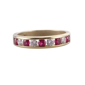 18k Gold Diamond Ruby Band Ring