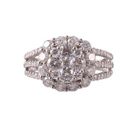 14k Gold Diamond Cluster Ring