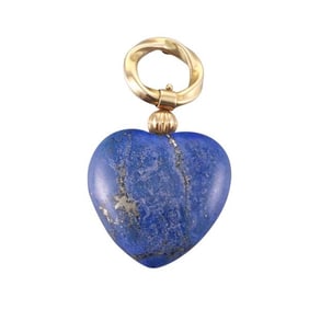 18k Gold Heart Lapis Pendant