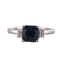 14k Gold Diamond Sapphire Engagement Ring