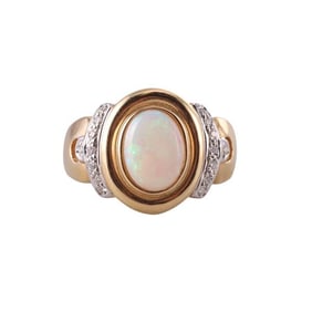 14k Gold Opal Diamond Ring