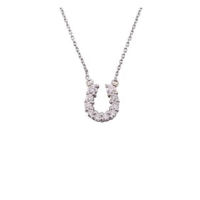 Italian 18k Gold Diamond Horse Shoe Pendant Necklace
