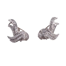 Midcentury 18k Gold Diamond Earrings