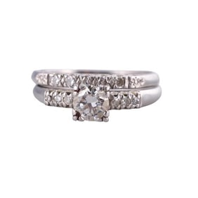 Platinum Diamond Engagement Wedding Ring Set