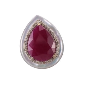 14k Gold Silver Natural Ruby Diamond Ring