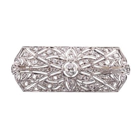 Art Deco Platinum Gold Diamond Brooch Pin