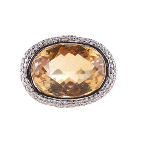18k Gold Citrine Diamond Ring