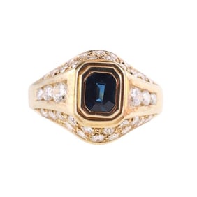 18k Gold Sapphire Diamond Ring