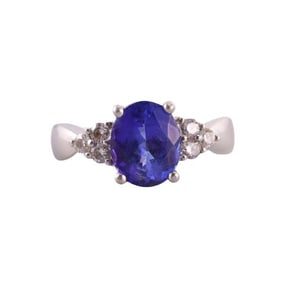 Platinum Tanzanite Diamond Ring