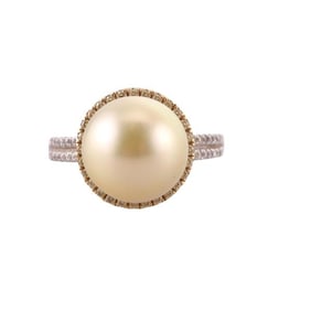 18k Gold South Sea Pearl Diamond Ring