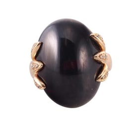 18k Rose Gold Diamond Onyx Ring