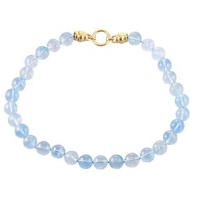 Elizabeth Locke 19k Gold Aquamarine Bead Necklace