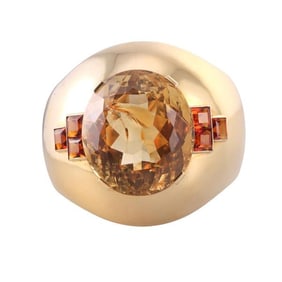 18k Gold Citrine Wide Cuff Bracelet