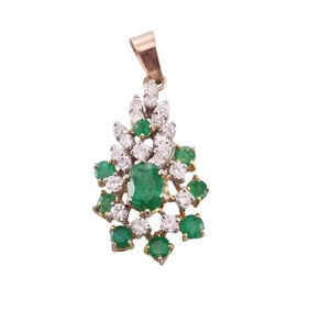 Gold Emerald Diamond Pendant