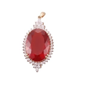 14k Gold Gemstone Diamond Pendant