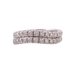 Platinum Diamond Wave Band Ring Set of 2