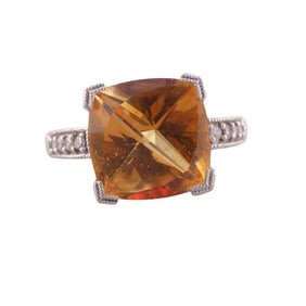 14k Gold Citrine Garnet Diamond Ring