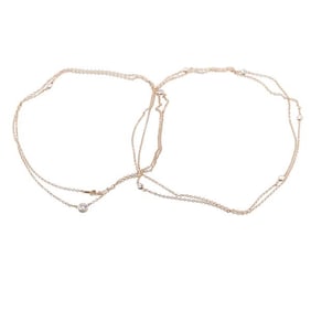 14k Gold Station Diamond Necklace Set