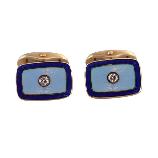 Faberge 18k Gold Diamond Enamel Cufflinks (1 of 2)