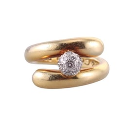 Tiffany & Co 18k Gold Platinum Diamond Bypass Ring