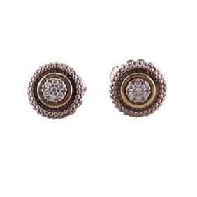 Lagos Silver Gold Diamond Stud Earrings