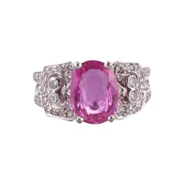 18k Gold Pink Sapphire Eternity Diamond Ring