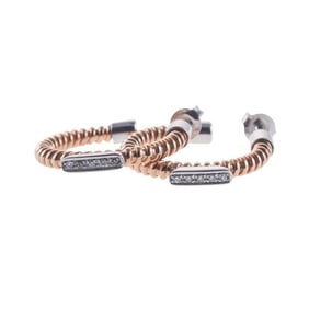 Italian 14k Gold Diamond Hoop Earrings