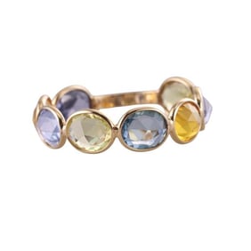 18k Gold Natural Multi Sapphire Eternity Band Ring