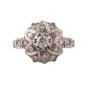 Antique 18k Gold Platinum Diamond Ring