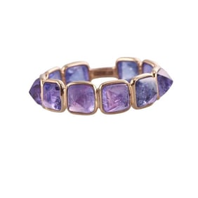 18k Gold Tanzanite Sugarloaf Eternity Band Ring