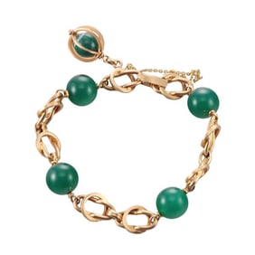 18k Gold Chalcedony Charm Link Bracelet